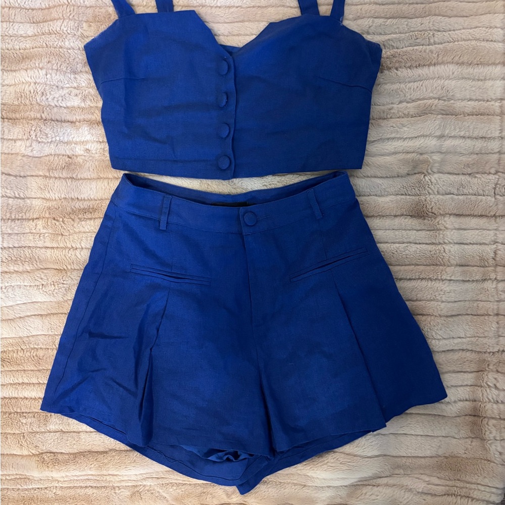 Blue Women's Shorts Set